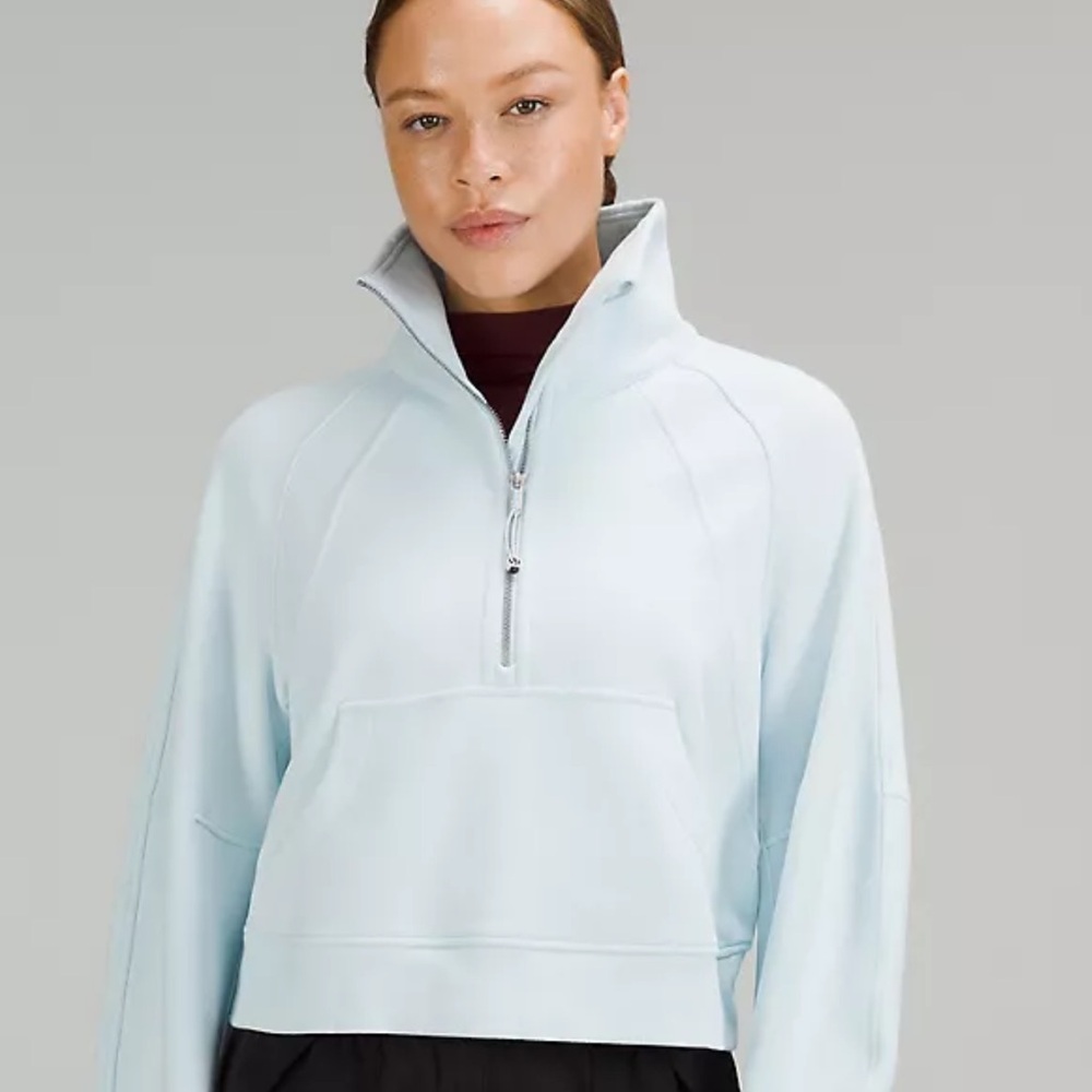 Lululemon 
Scuba Oversized Funnel Neck Half Zip
In Powder Blue